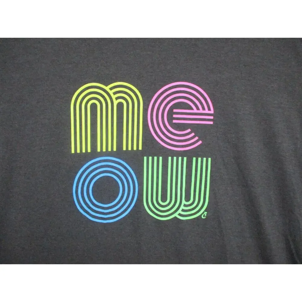 District MEOW Graphic Casual Lightweight Tee Women Black‎ Size 2XL - Picture 2 of 10